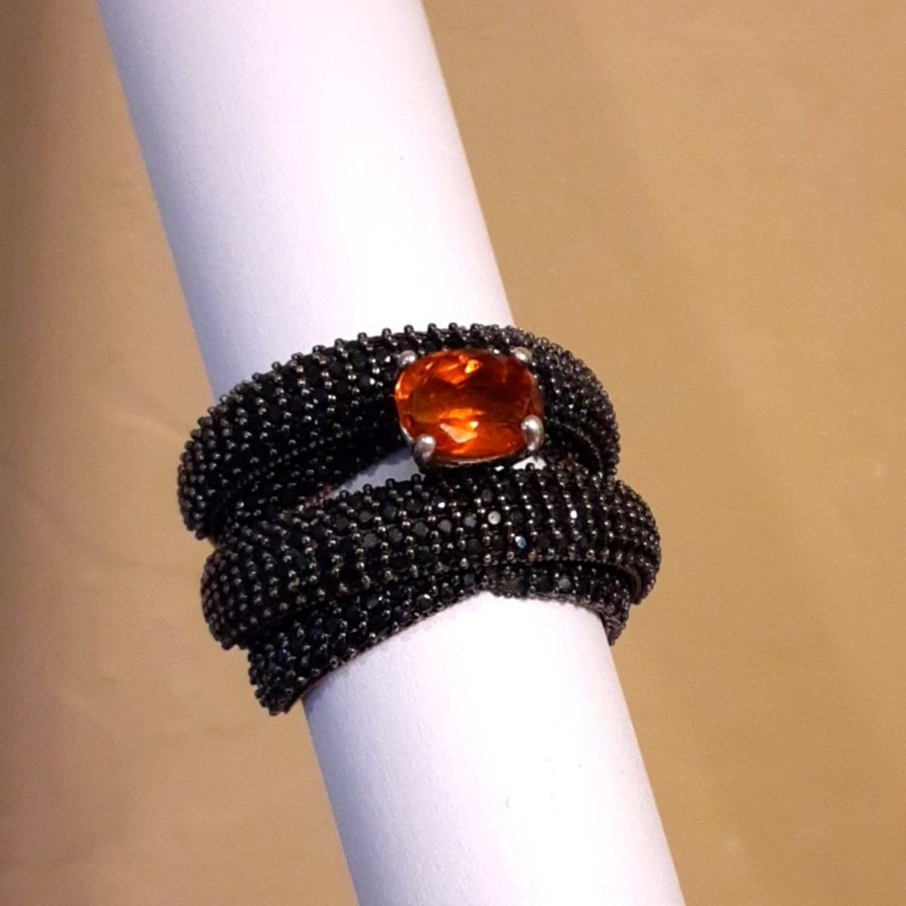 925 Genuine Madeira Citrine and Natural Black Spinel. PRICE IS FIRM. - Picture 15 of 16